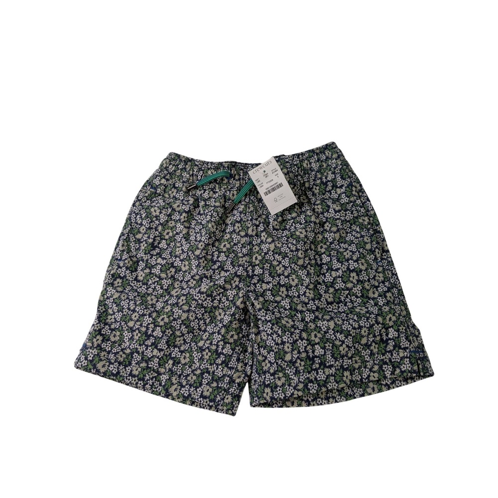 J.Crew Crewcuts Boys Floral Swim Trunks Green Navy Size 5 NEW